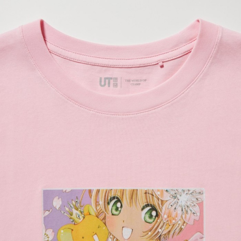 Women Uniqlo The World of CLAMP UT Short Sleeve T Shirts Pink | 1652212