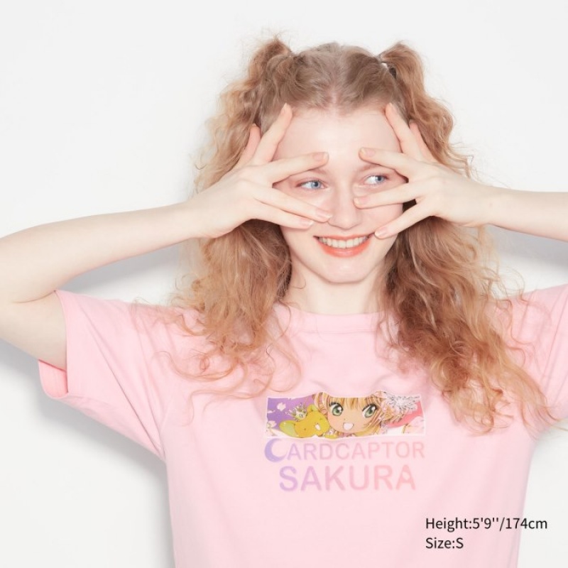 Women Uniqlo The World of CLAMP UT Short Sleeve T Shirts Pink | 1652212
