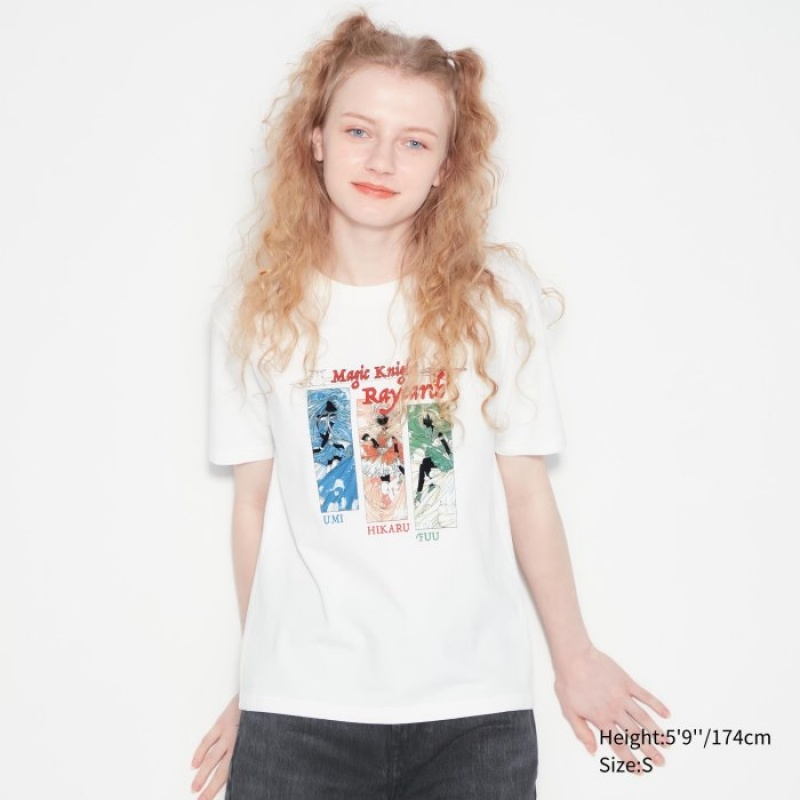 Women Uniqlo The World of CLAMP UT Short Sleeve T Shirts White | 9961147