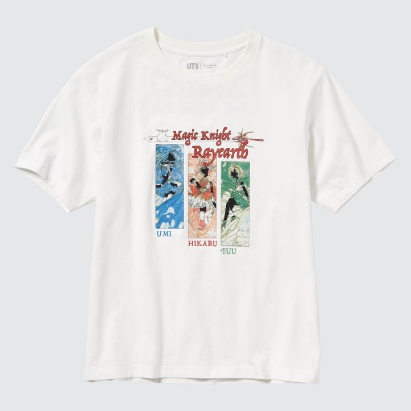 Women Uniqlo The World of CLAMP UT Short Sleeve T Shirts White | 9961147