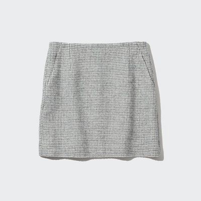 Women Uniqlo Tweed Mini Skirts Grey | 4175722