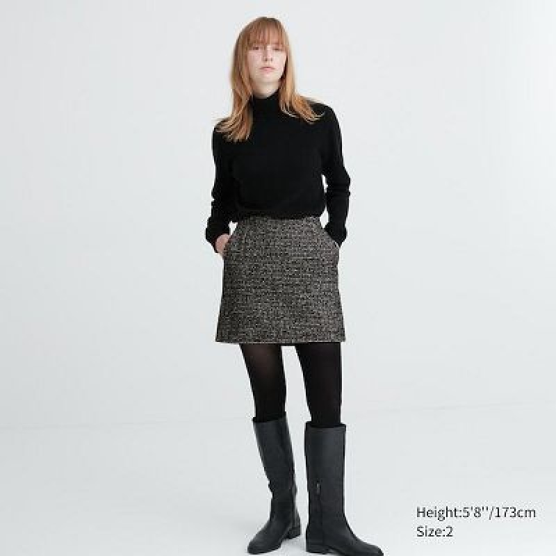 Women Uniqlo Tweed Mini Skirts Grey | 7532165