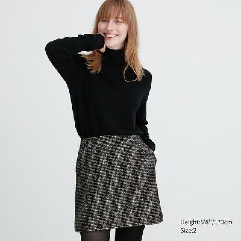 Women Uniqlo Tweed Mini Skirts Grey | 7532165