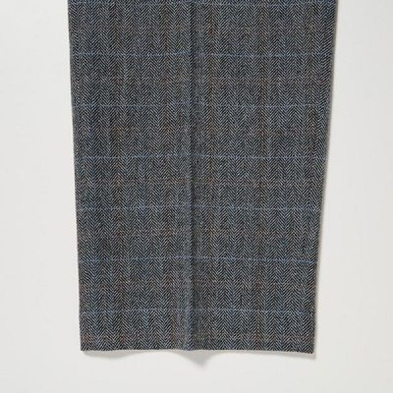 Women Uniqlo Tweed Wide-Fit Pleated Pants Grey | 8535374