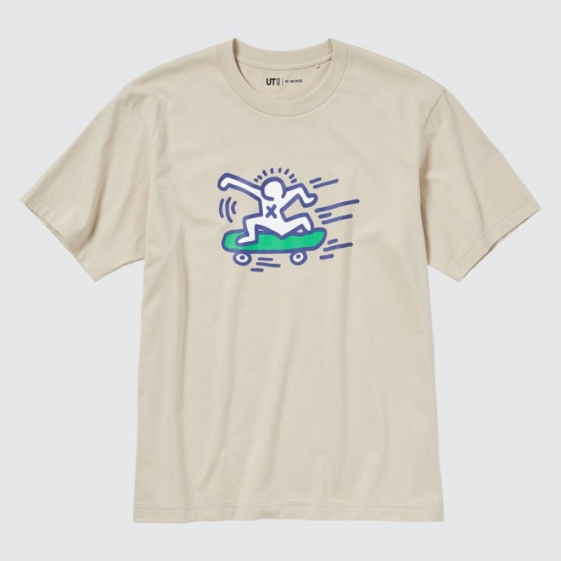 Women Uniqlo UT Archive UT Short Sleeve Keith Haring T Shirts Beige | 6417187