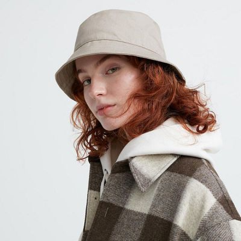 Women Uniqlo UV Protection Bucket Hats Beige | 570712