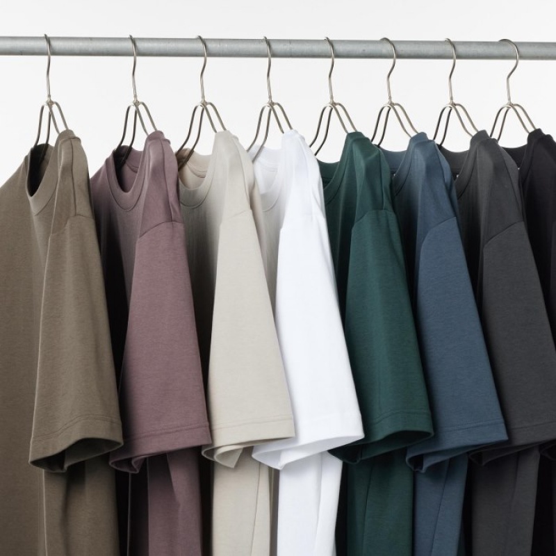 Women Uniqlo U AIRism Cotton Oversized Crew Neck Half-Sleeve T Shirts Olive | 5221502