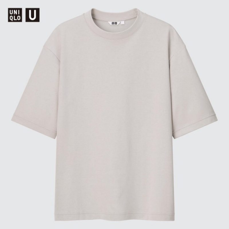 Women Uniqlo U AIRism Cotton Oversized Crew Neck Half-Sleeve T Shirts White | 4727801