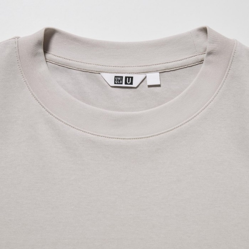 Women Uniqlo U AIRism Cotton Oversized Crew Neck Half-Sleeve T Shirts White | 4727801
