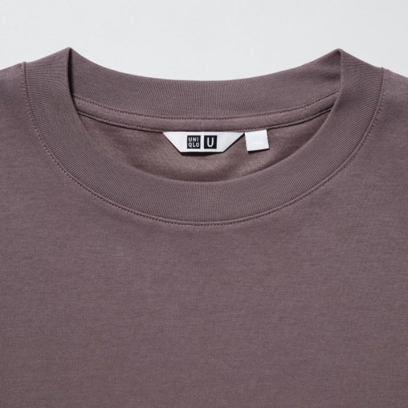 Women Uniqlo U AIRism Cotton Oversized Crew Neck Half-Sleeve T Shirts Pink | 1518190