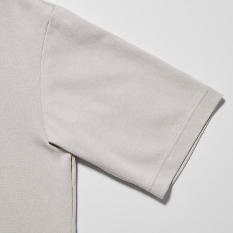 Women Uniqlo U AIRism Cotton Oversized Crew Neck Half-Sleeve T Shirts Grey | 8291348