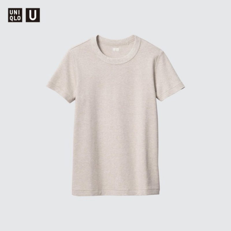 Women Uniqlo U Crew Neck Short-sleeve T Shirts Pink | 2499088
