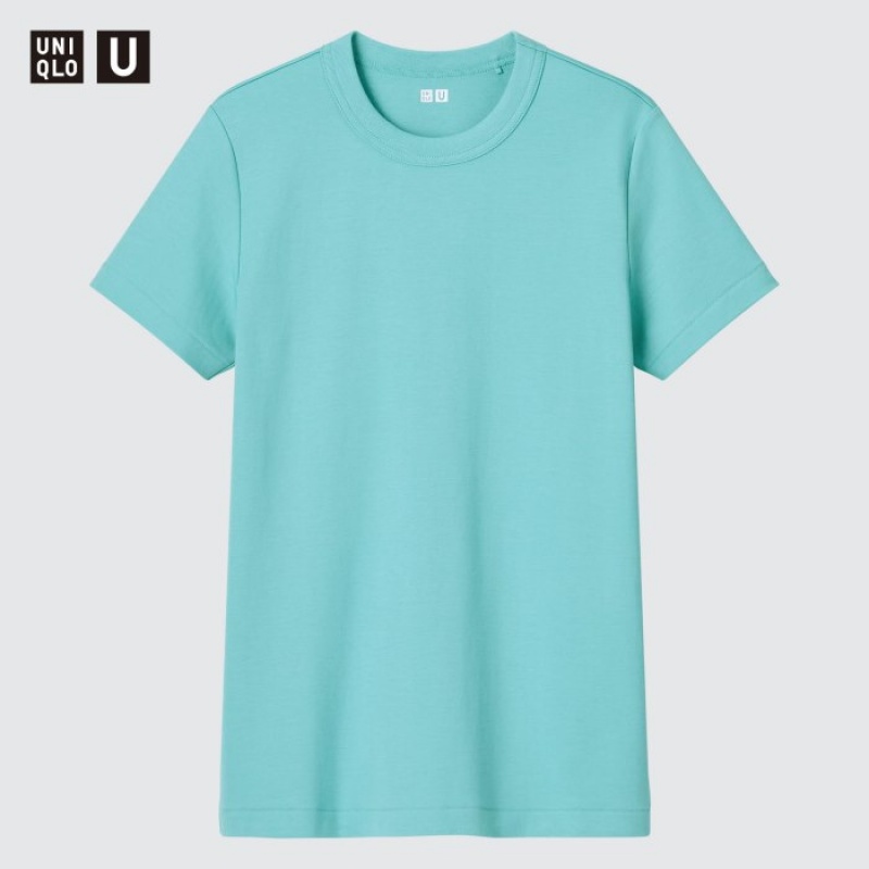 Women Uniqlo U Crew Neck Short-sleeve T Shirts Turquoise | 4580778
