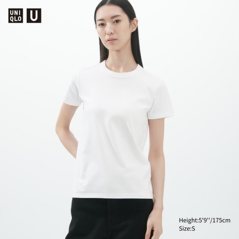 Women Uniqlo U Crew Neck Short-sleeve T Shirts White | 615469