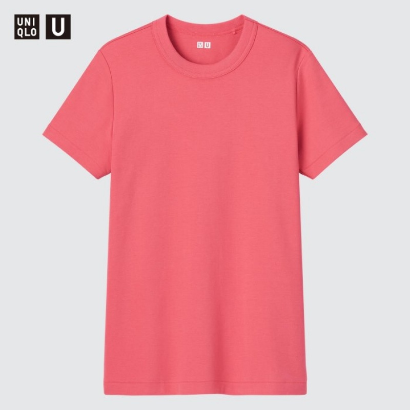 Women Uniqlo U Crew Neck Short-sleeve T Shirts Red | 6607420