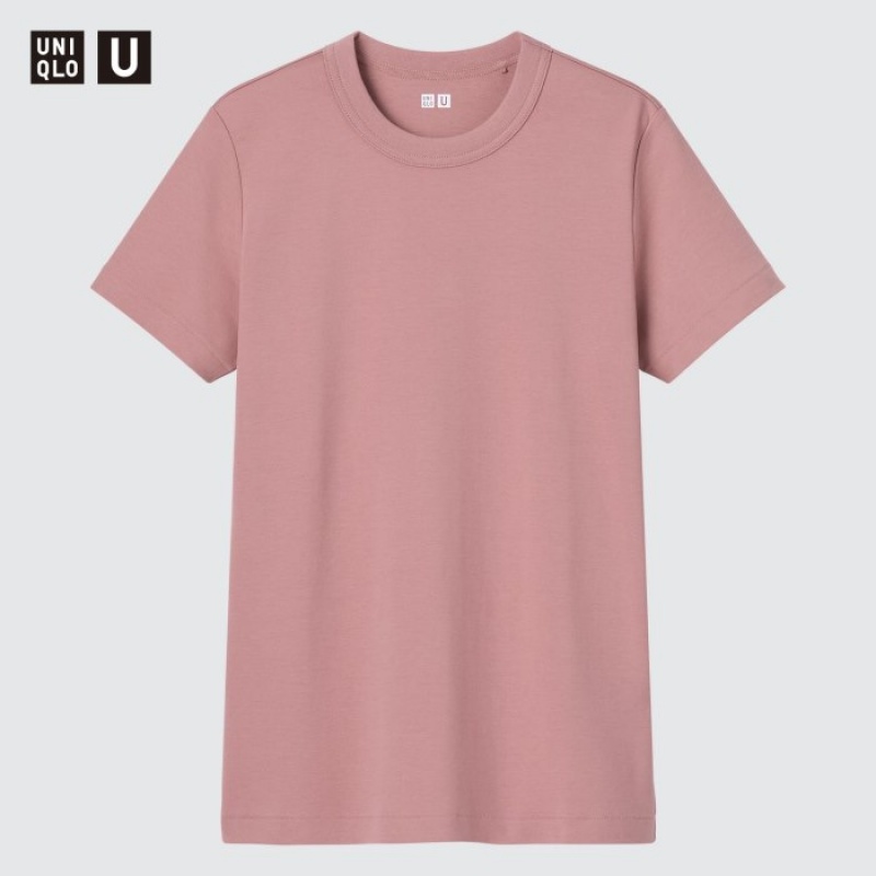 Women Uniqlo U Crew Neck Short-sleeve T Shirts Yellow | 6735489