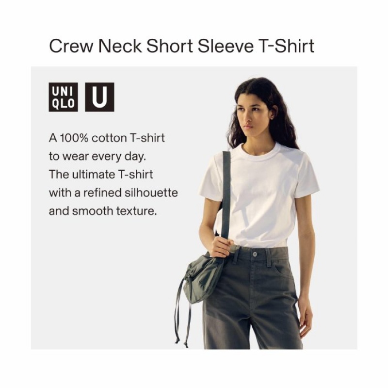 Women Uniqlo U Crew Neck Short-sleeve T Shirts Yellow | 6735489