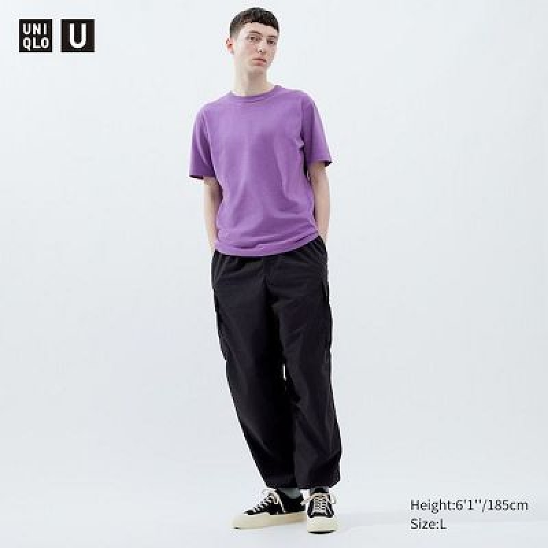 Women Uniqlo U Wide-Fit Parachute Cargo Pants Black | 9558487