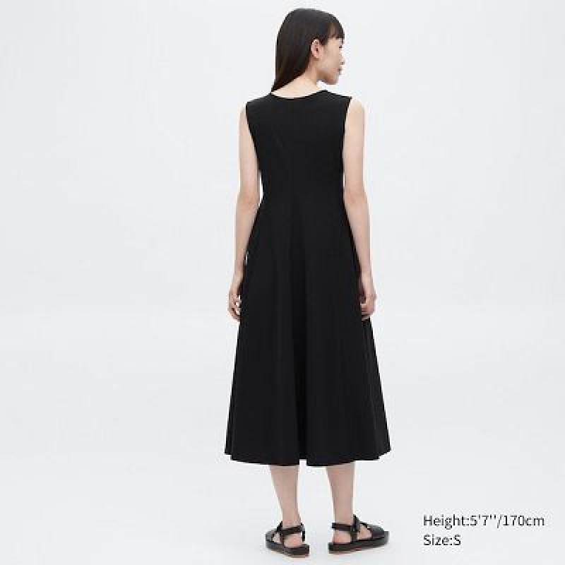 Women Uniqlo Ultra Stretch AIRism Sleeveless Dress Black | 2698558