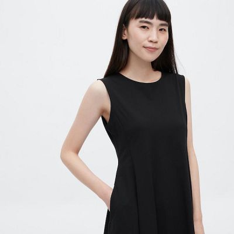 Women Uniqlo Ultra Stretch AIRism Sleeveless Dress Black | 2698558