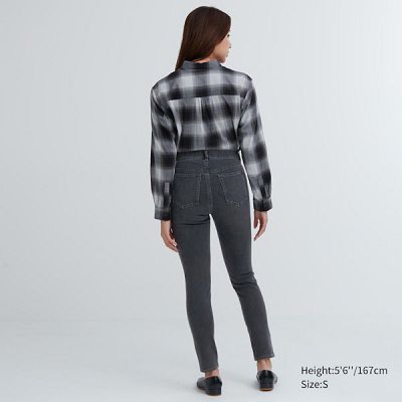 Women Uniqlo Ultra Stretch Denim Pants Grey | 7458804