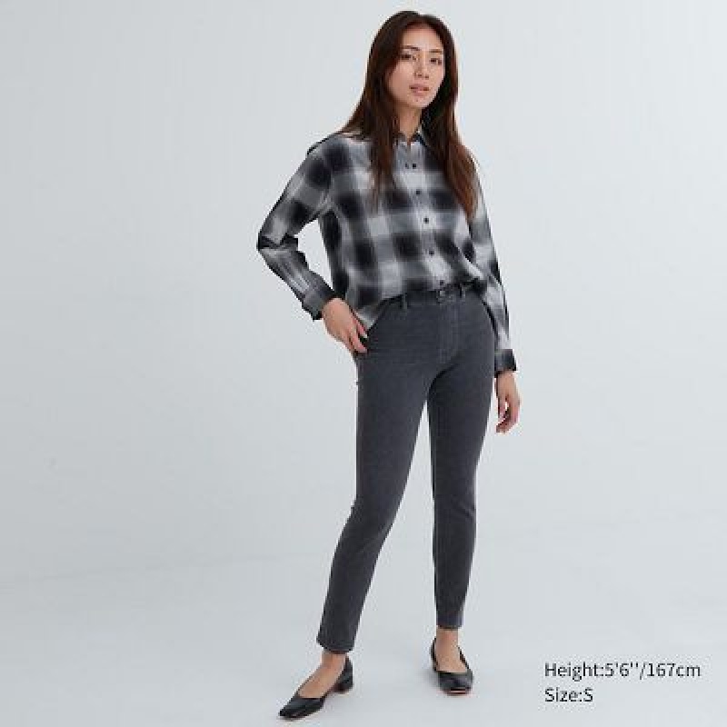 Women Uniqlo Ultra Stretch Denim Pants Grey | 7458804