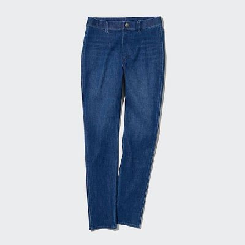 Women Uniqlo Ultra Stretch Denim Pants Navy | 9889650
