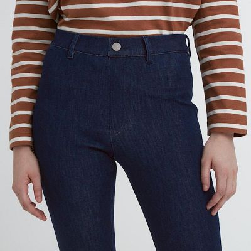 Women Uniqlo Ultra Stretch Denim Pants Navy | 705033
