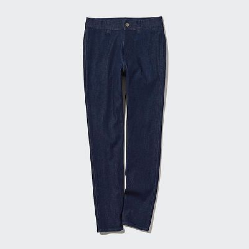 Women Uniqlo Ultra Stretch Denim Pants Navy | 6774829