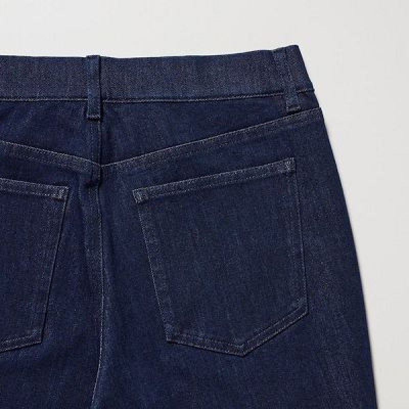 Women Uniqlo Ultra Stretch Denim Pants Navy | 6774829