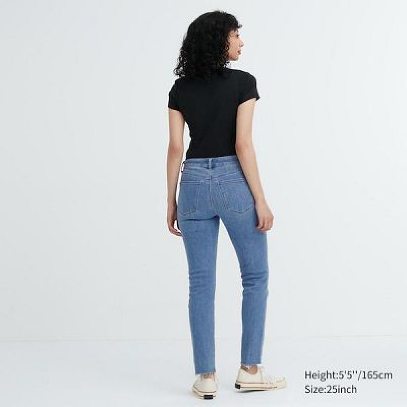 Women Uniqlo Ultra Stretch Distressed Jeans Blue | 9761472