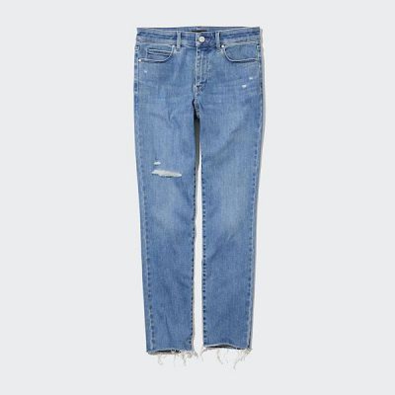 Women Uniqlo Ultra Stretch Distressed Jeans Blue | 9761472