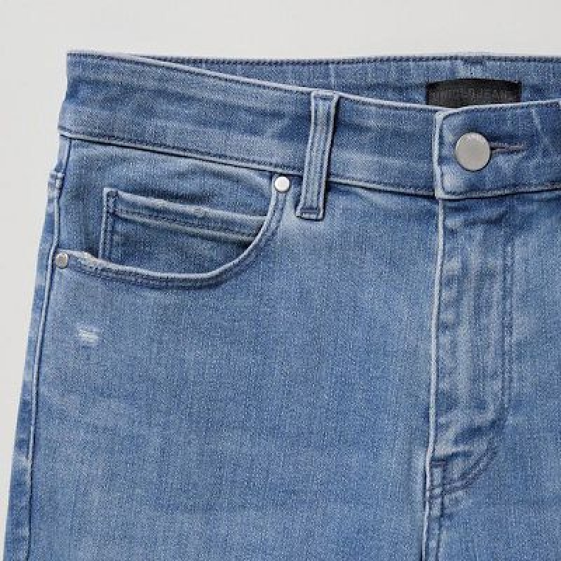 Women Uniqlo Ultra Stretch Distressed Jeans Blue | 9761472
