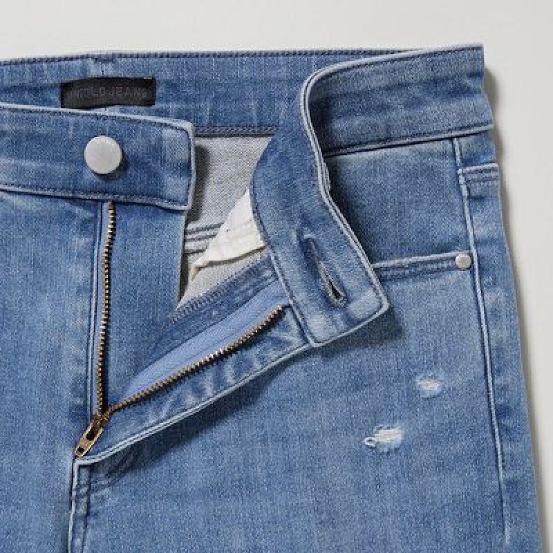 Women Uniqlo Ultra Stretch Distressed Jeans Blue | 9761472