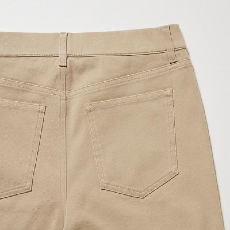 Women Uniqlo Ultra Stretch Pants Beige | 6451234