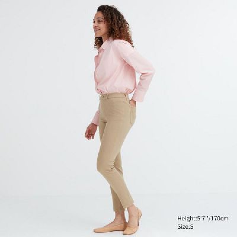 Women Uniqlo Ultra Stretch Pants Beige | 9951621
