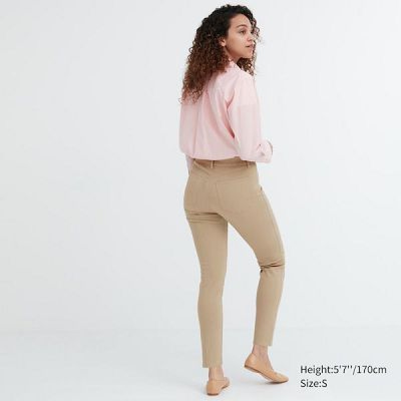 Women Uniqlo Ultra Stretch Pants Beige | 9951621