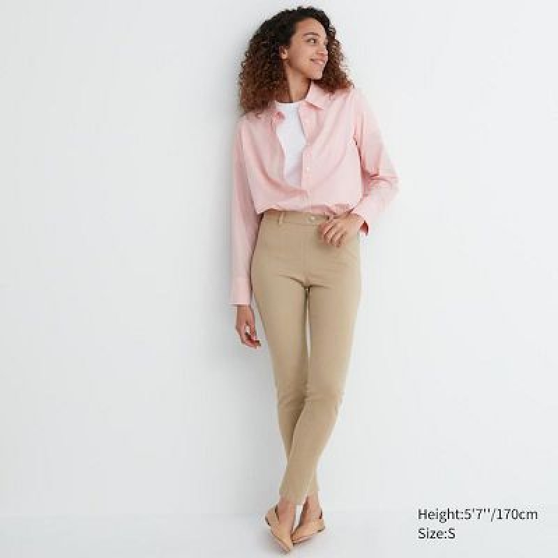 Women Uniqlo Ultra Stretch Pants Beige | 9951621