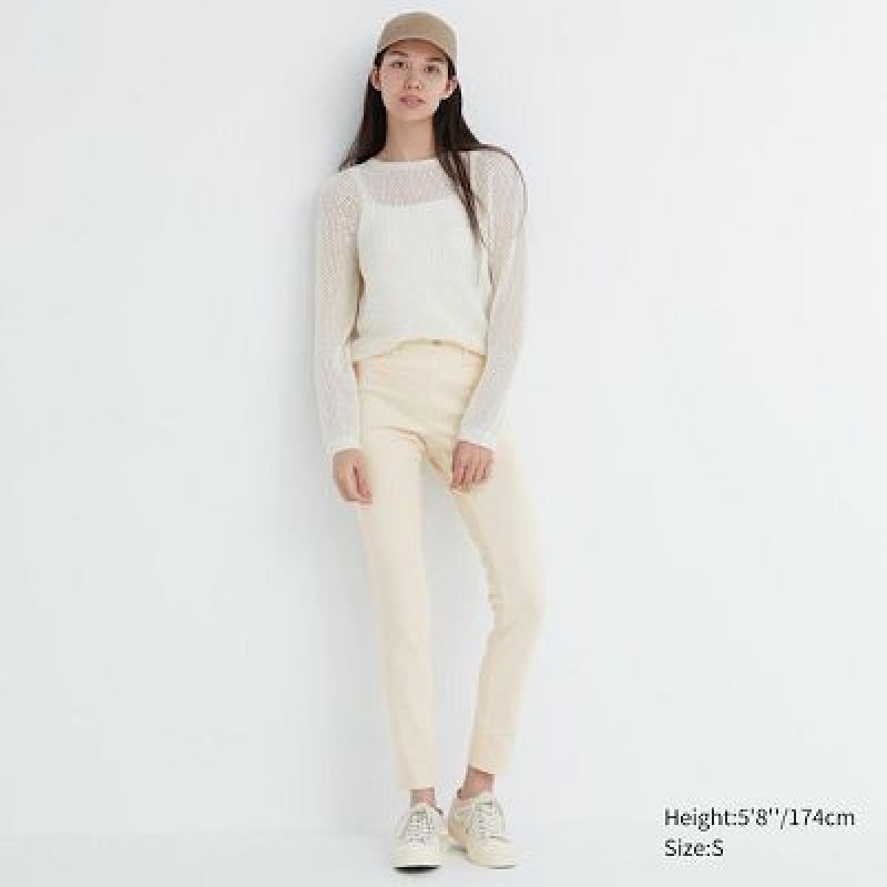 Women Uniqlo Ultra Stretch Pants White | 6072210