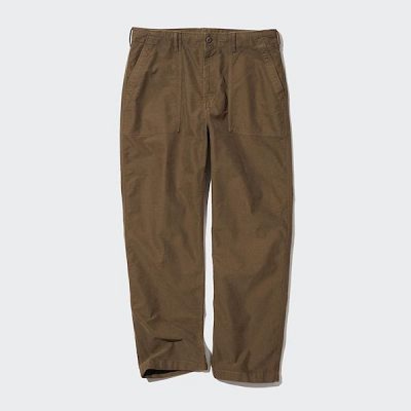 Women Uniqlo Utility Work Pants Brown | 9119114