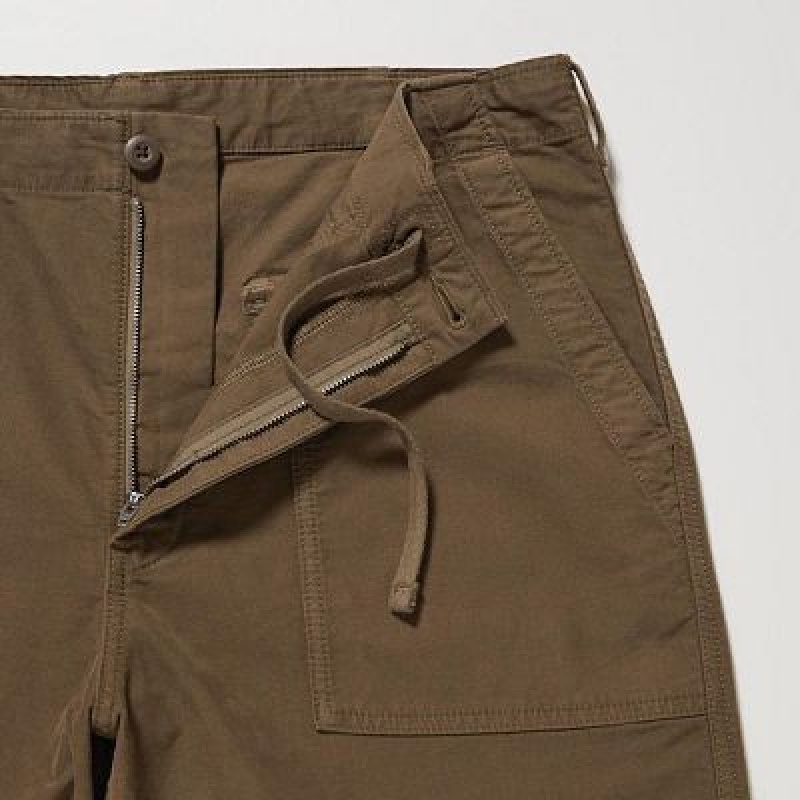 Women Uniqlo Utility Work Pants Brown | 9119114