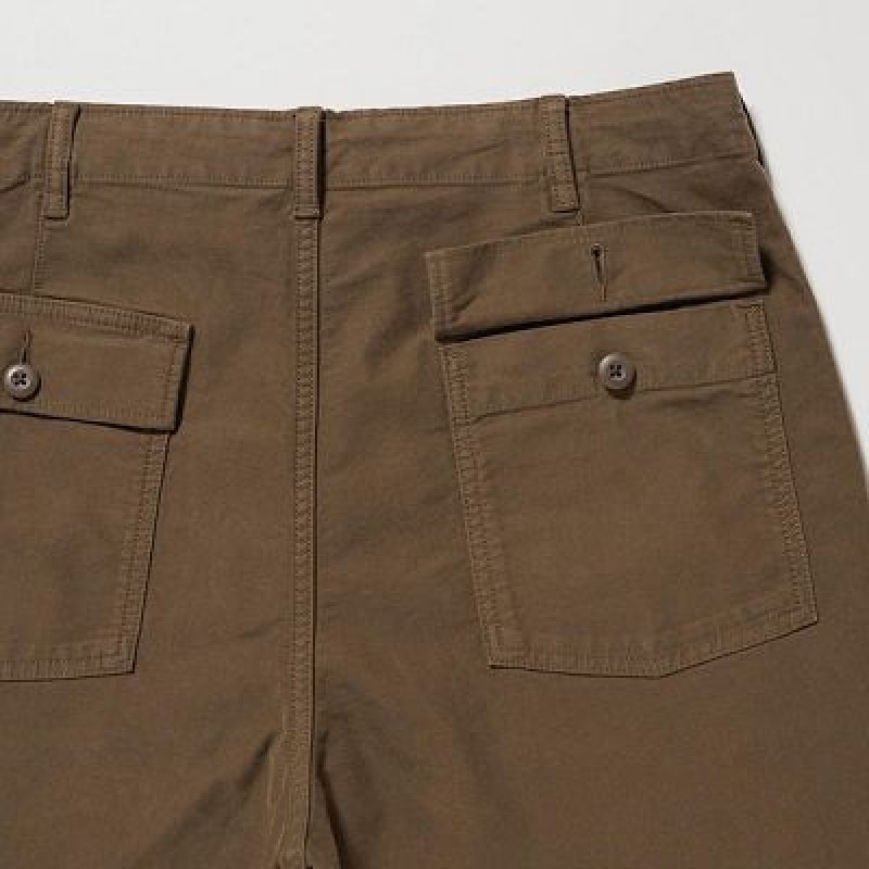 Women Uniqlo Utility Work Pants Brown | 9119114