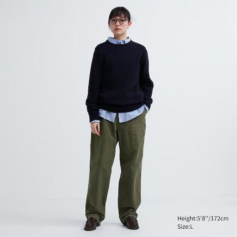 Women Uniqlo Utility Work Pants Olive | 4660516