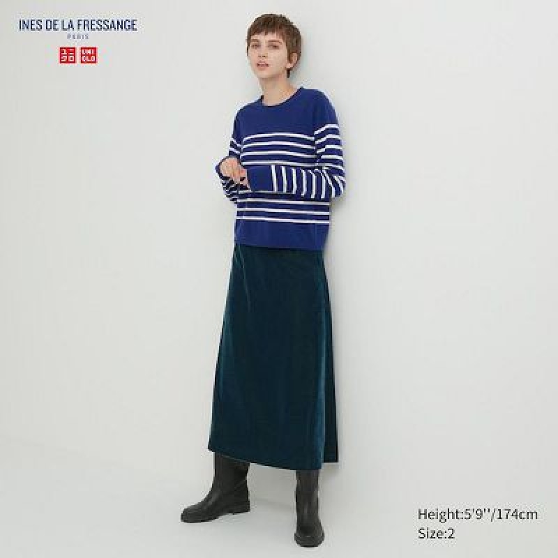 Women Uniqlo Velvet Narrow Skirts Green | 9331323