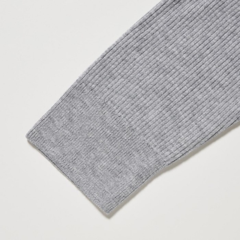Women Uniqlo Washable Knit Ribbed Long-Sleeve Cardigan Grey | 2964597