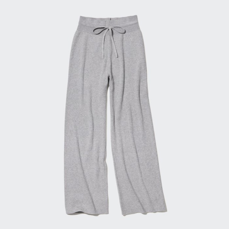 Women Uniqlo Washable Knit Ribbed Lounge Pants Grey | 6662993