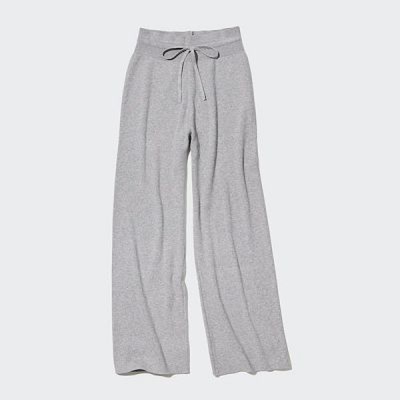 Women Uniqlo Washable Knit Ribbed Pants Grey | 1046626