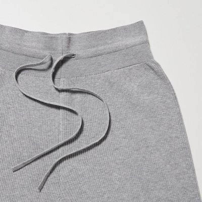 Women Uniqlo Washable Knit Ribbed Pants Grey | 1046626