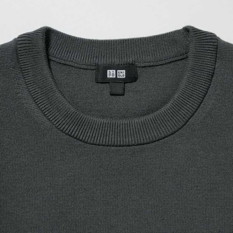 Women Uniqlo Washable Milano Ribbed Crew Neck Long-Sleeve Sweaters Grey | 4317814