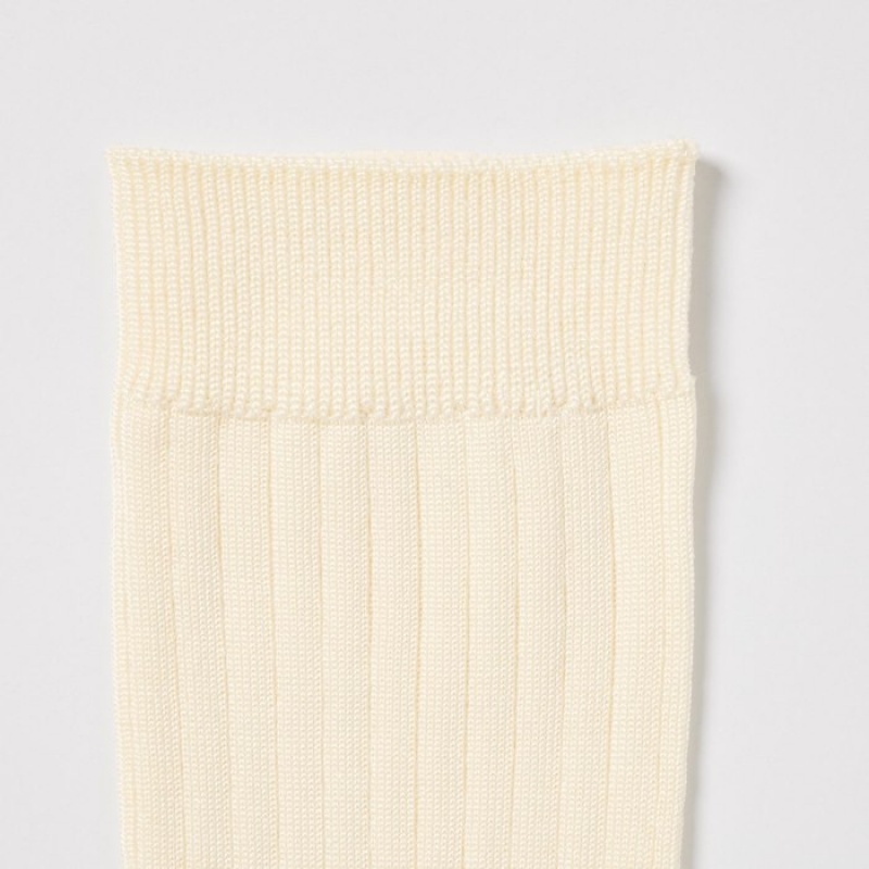 Women Uniqlo Wide Ribbed (3 Pairs) Socks White | 1731781